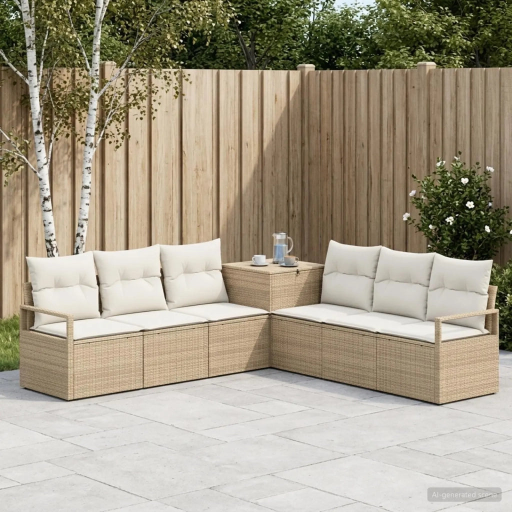 Set di divani 7 pz Beige e Bianco Crema 3448728