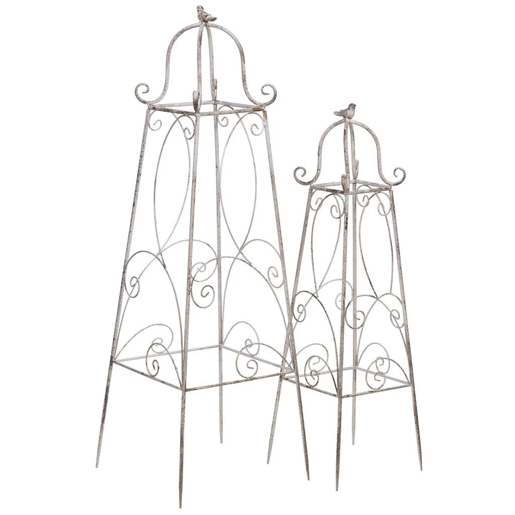 Set di decorazioni in metallo da 2 pezzi, 34x34x100h - 25x25x80h cm