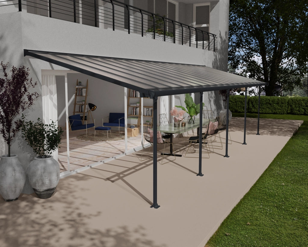 Pergola Addossata in Alluminio Feria 3X9.7 m colore Grigio