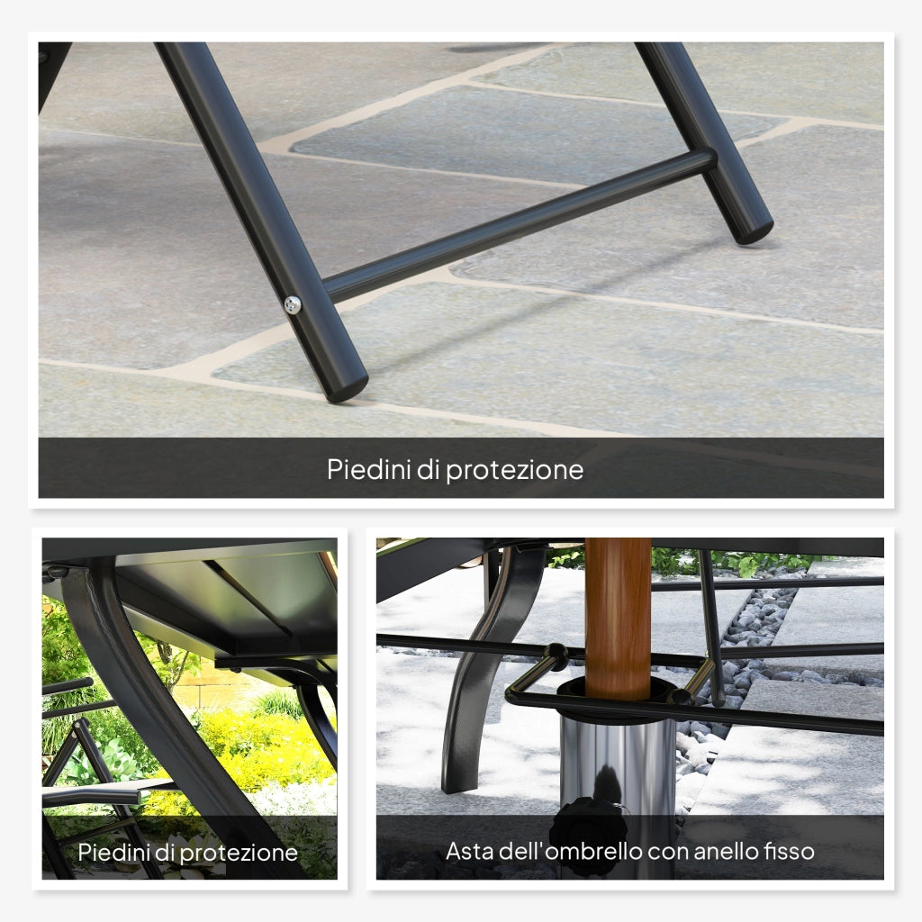 Set da Giardino 7 Pezzi con Tavolo e Sedie Pieghevoli ¨C zephmum ¨C Grigio