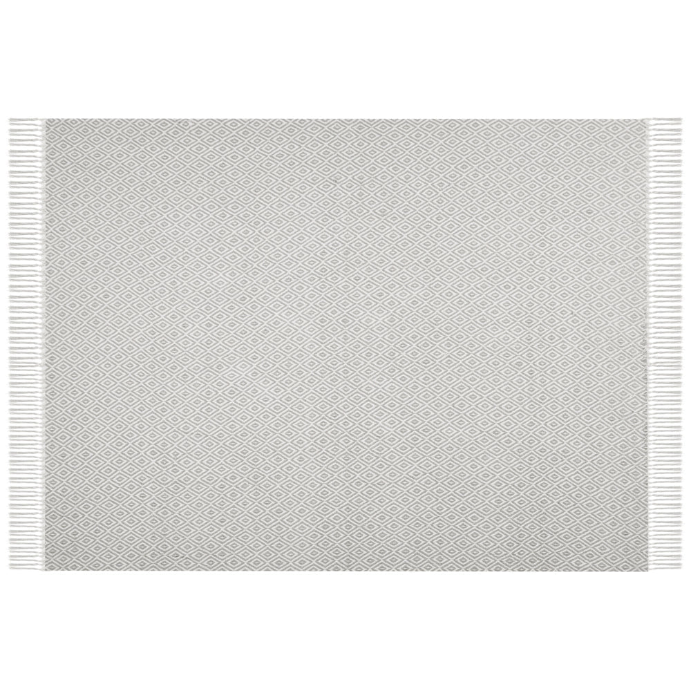Coperta plaid con frange cotone taupe fatta a mano 125 x 150 cm stile boho camera da letto soggiorno