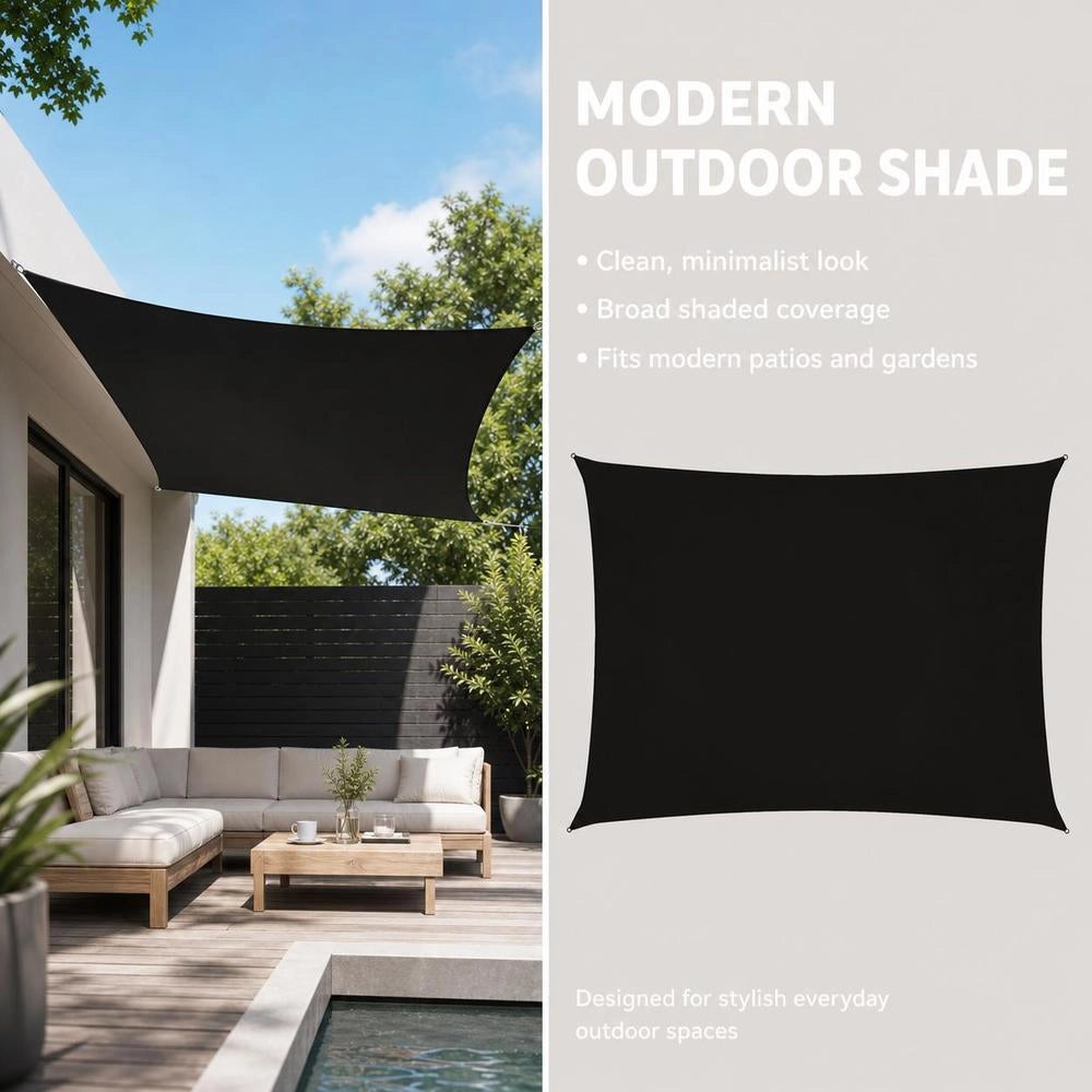 Rectangular Sunshade Sail Made Of Oxford Fabric, 3x5 M, Black