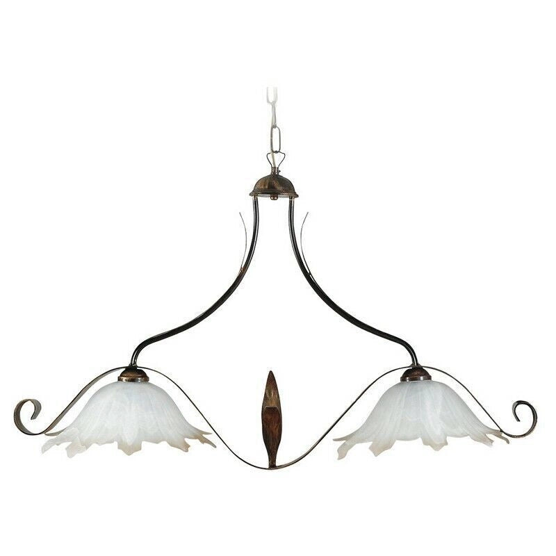 E-energy Sospensione 2xE27 Marrone Alabastro Bianco Sfumato Ambra 194845