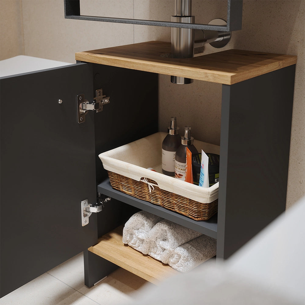Vicco Mobile sottolavabo per bagno Antracite/quercia dorata 38.2 x 57 cm con la porta
