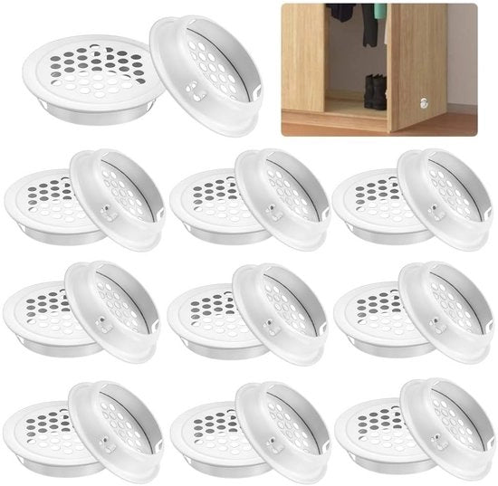 Ventilazione in Acciaio Inossidabile - 20 Pezzi - Louvre Ronde - Rete Perforata - Ventilazione del Soffitto - Adatto per Cucina/Bagno - Ventola di Aerazione
