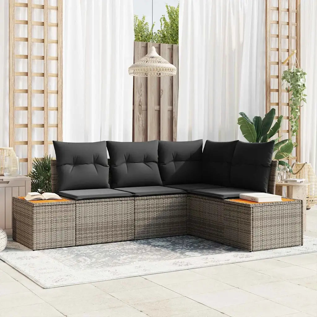 Set Divano da Giardino con cuscino 4 pcs Grigio Polyrattan 3356744