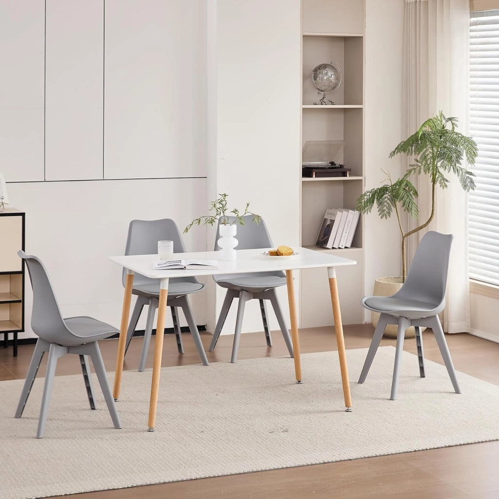 GrandCA HOME Set di 12 Sedie da cucina in plastica,sedie da pranzo moderne con imbottitura e gambe in plastica,stile scandinavo,adatte per sala da pranzo,soggiorno,cucina - Grigio