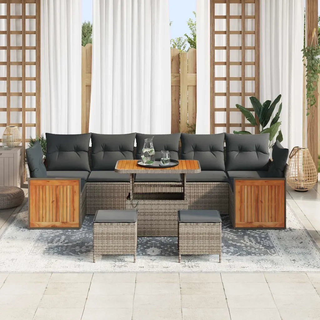 Set Divano da Giardino con cuscino 13 pcs Grigio polyrattan 3365243