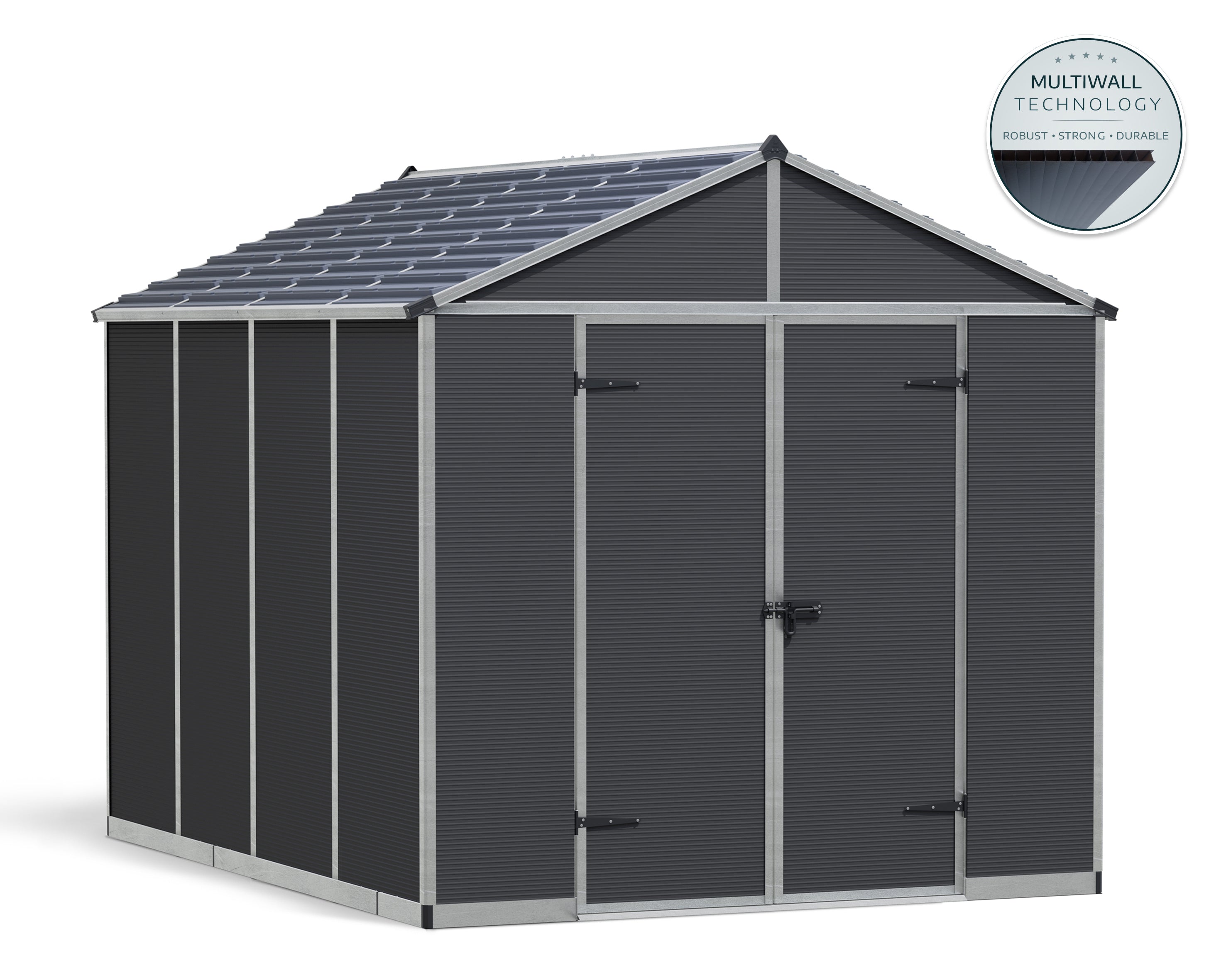 Casetta Da Giardino in Policarbonato Ultra Resistente Rubicon  303X237X235  cm Grigio Scuro