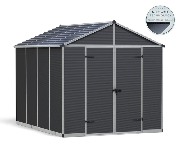 Casetta Da Giardino in Policarbonato Ultra Resistente Rubicon  303X237X235  cm Grigio Scuro