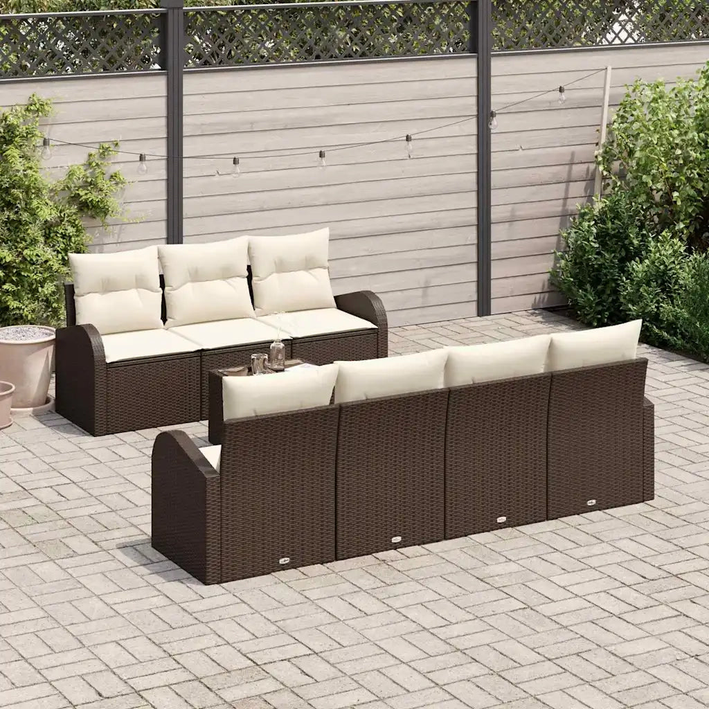 Set Divano da Giardino 8 pcs Marrone, Crema 55 x 55 x 37 cm 3354617