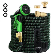 Serpentina per giardino con flessibilità 10 impostazioni di getto - Adattatore di getto in ottone - Supporto di fissaggio - Serpentina retrattile - Core di gomma a 4 strati - 75 m verde