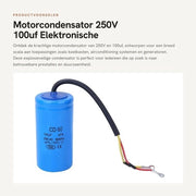 Condensatore elettronico 250V 100µF - Sicuro da esplosione - Adatto per frigoriferi e climatizzatori - Alta qualità