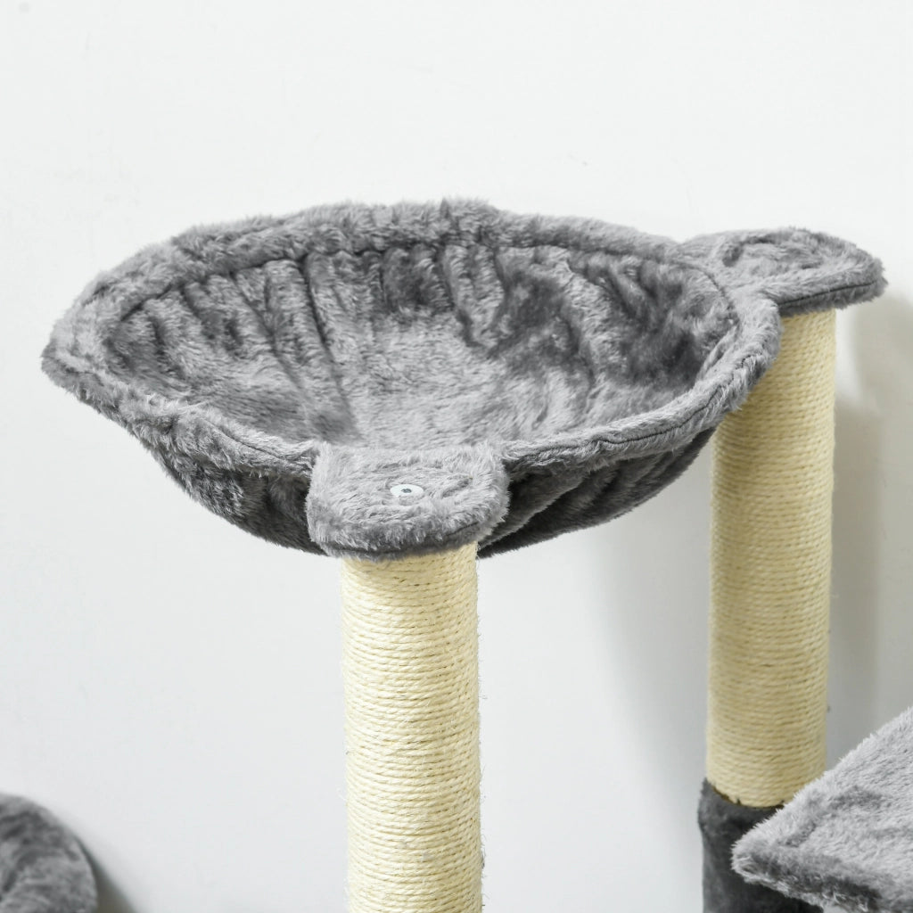 Torre per Gatti con Posti per Graffiare e Cuscino ¨C Zephmum ¨C Grigio 49x49x144 cm