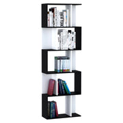 Libreria a 5 livelli a forma di S ¨C zephmum ¨C nero bianco 60x24x184.5