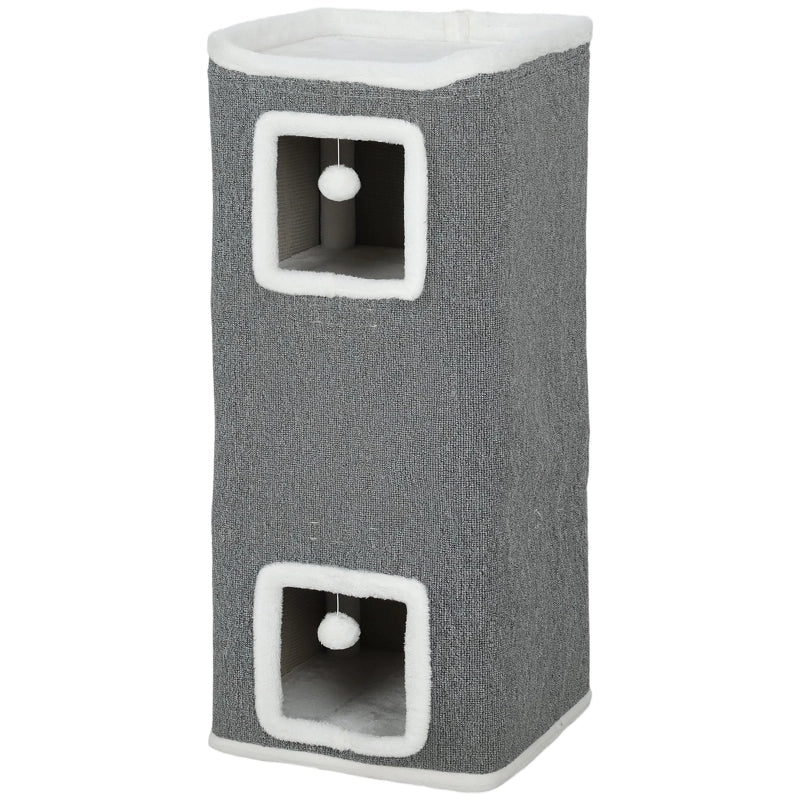 TORRE per gatti a 4 livelli 41x41x100 cm Grigio in poliestere