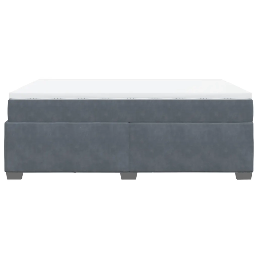 Giroletto a Molle con Materasso Grigio Scuro 140x200 cm Velluto