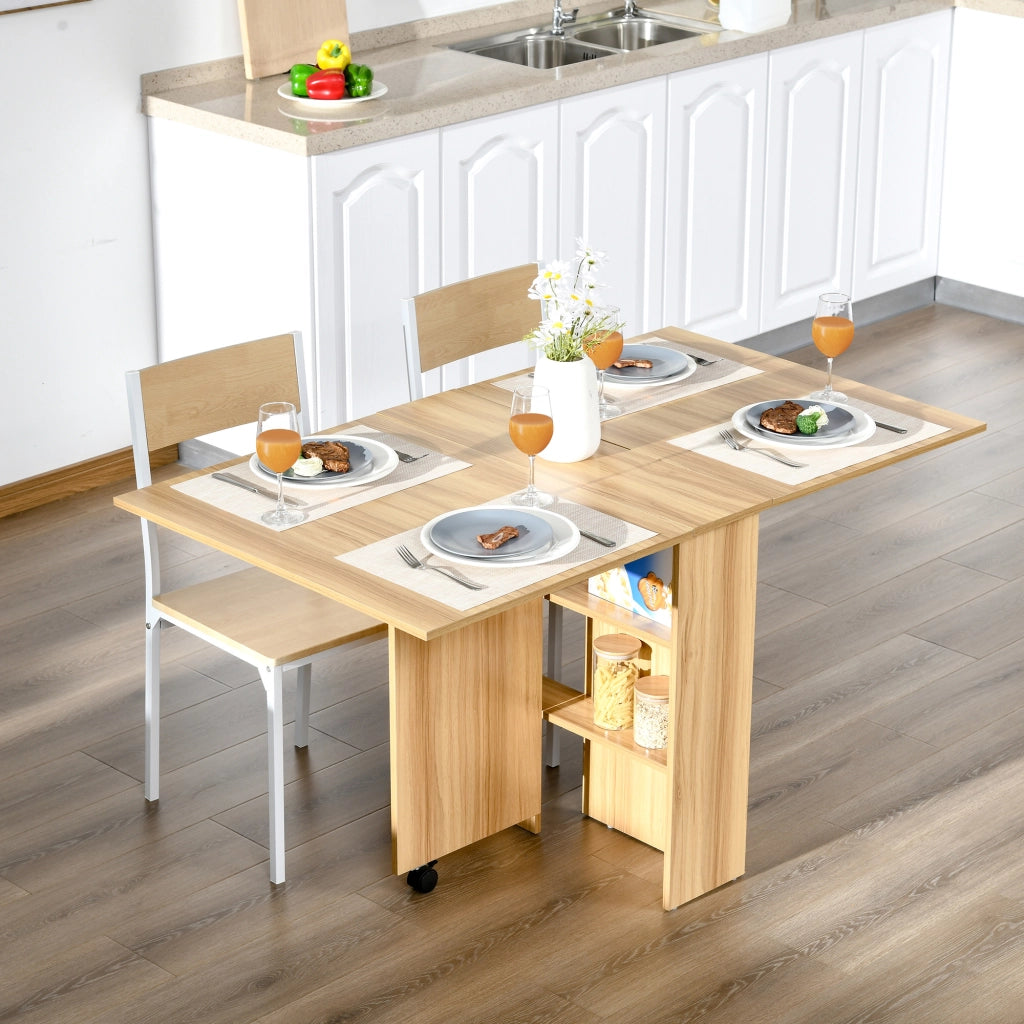 Tavolo da pranzo pieghevole con ruote ¨C Minimal ¨C legno 140x80x74 cm