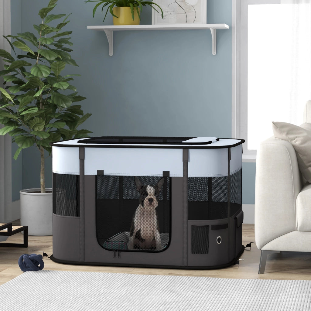 Recinto per animali domestici pieghevole ¨C Minimal ¨C 94x74x60 cm grigio nero