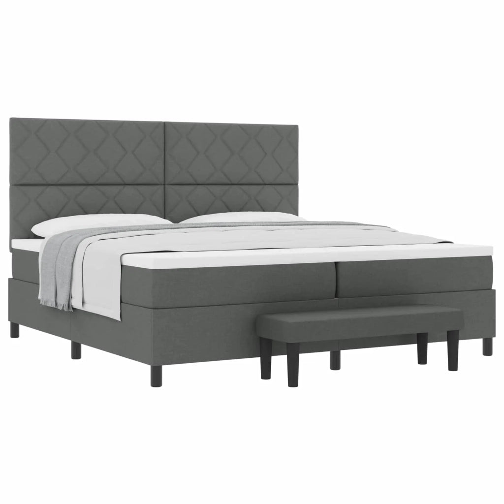 Letto a molle con materasso Grigio scuro 200 x 200 cm Tessuto 3344171