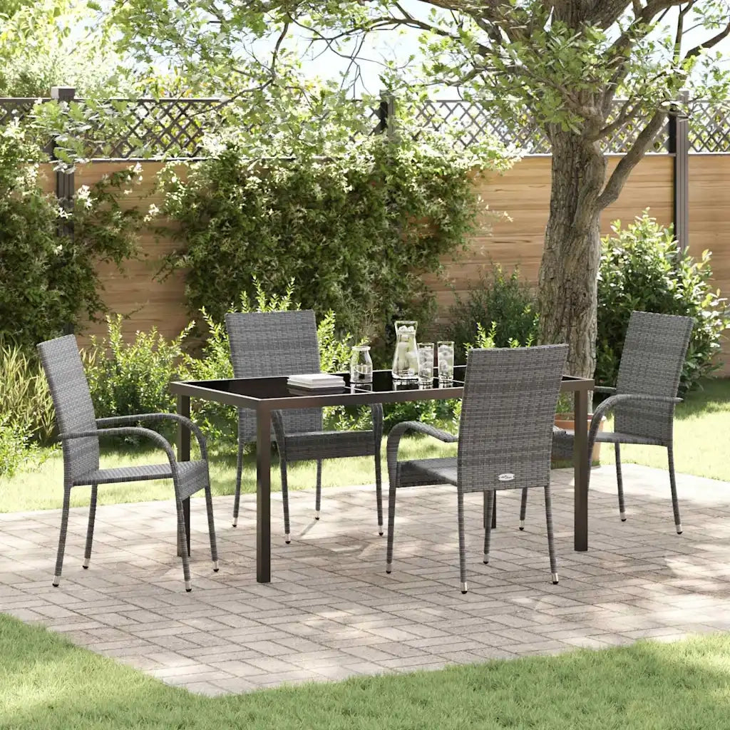 Set da Pranzo per Giardino 5 pcs Grigio