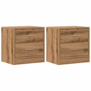 Set di 2 Comodini | Armadio da Notte | Mobiletto da notte Rovere Artigianale 40x30x40 cm in Truciolato