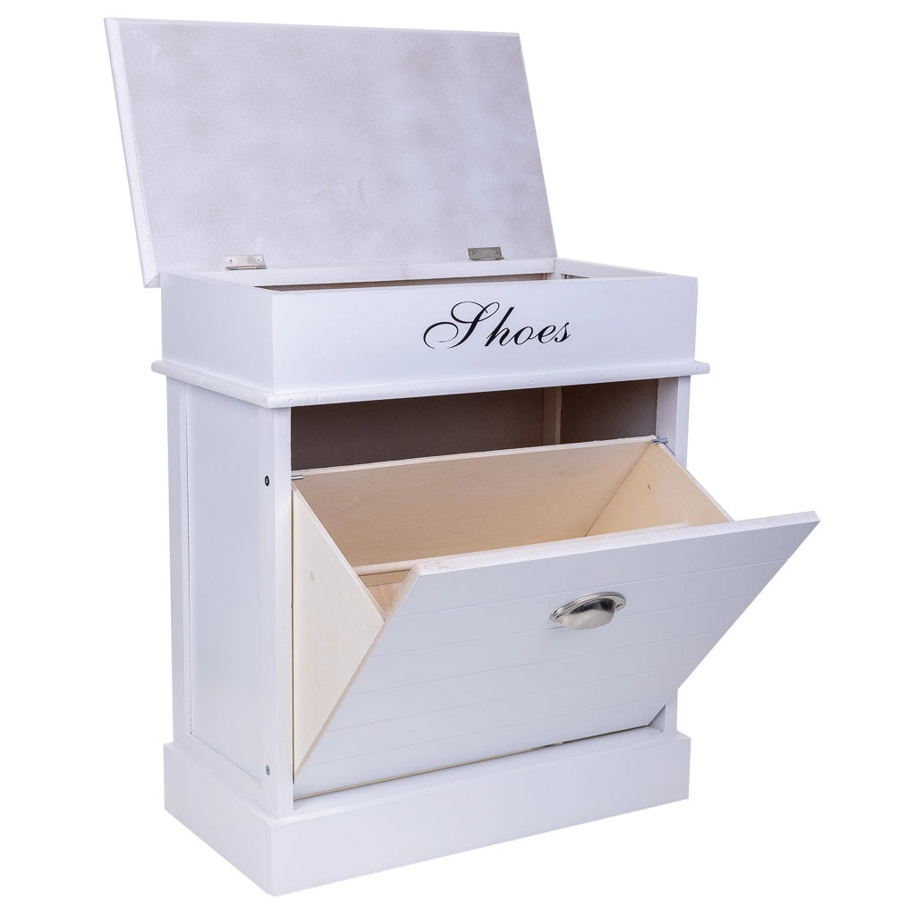 Scarpiera in legno bianco 50x28x58h
