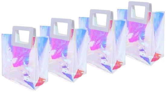 Tas Holografica - Tastas di Riciclo - Design Stil - Borsa di PVC trasparente - Adatta per Feste e Viaggi - 4 pezzi