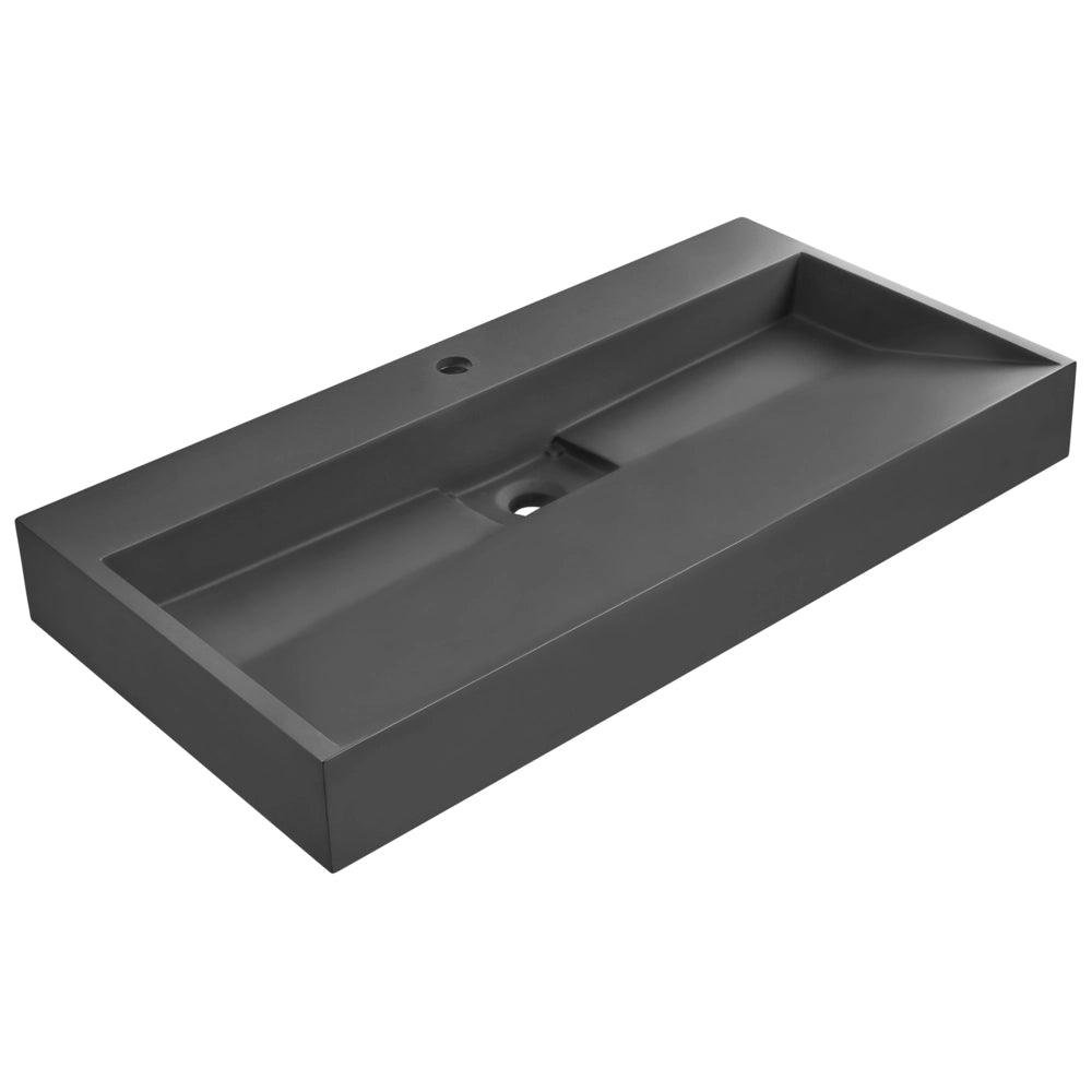 Lavabo bagno classico rettangolare in ceramica finitura lucida 90 x 46 cm nero Lavello da bagno rettangolare