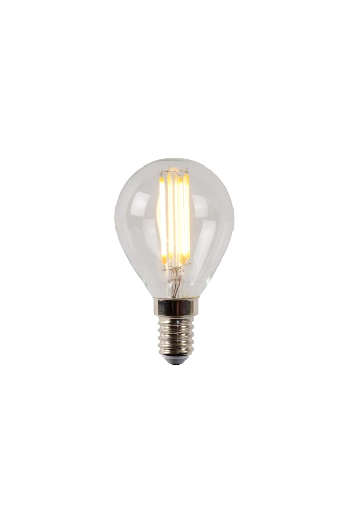 Lampadina LED sfera trasparente E14 4W luce calda Lucide