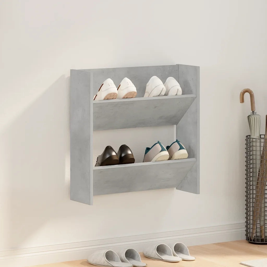 Scarpiera a Muro Grigio Cemento 60x18x60 cm in Truciolato cod mxl 44054