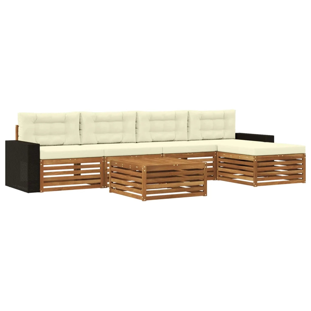 Set di divani da esterno 6 pcs Naturale e Crema 79 x 79 x 37 cm