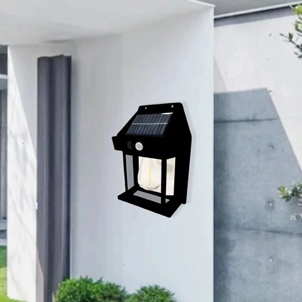 APPLIQUE LAMPADA DA PARETE A RICARICA SOLARE CREPUSCOLARE E SENSORE DI MOVIMENTO LAMPADINA CON LUCE A FILAMENTO