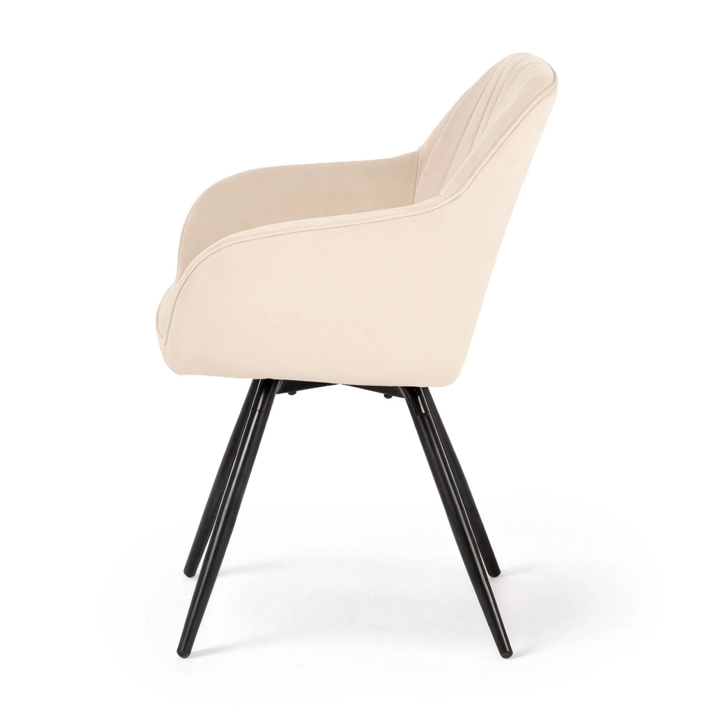 Set di 2 Sedie girevoli in velluto con cuciture TURNO Beige gambe nere