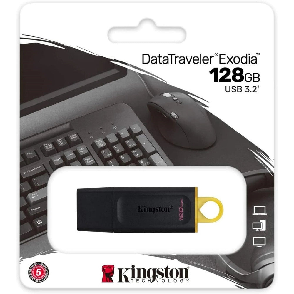 Trade Shop - Pendrive Datatraveler Exodia Dtx/128gb Usb 3.2 Con Cappuccio Anello Portachiavi -