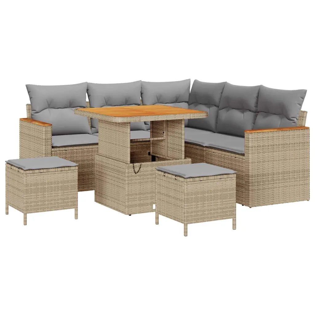 Set Divano da Giardino con cuscino 8 pcs Beige Poly Rattan 3364992