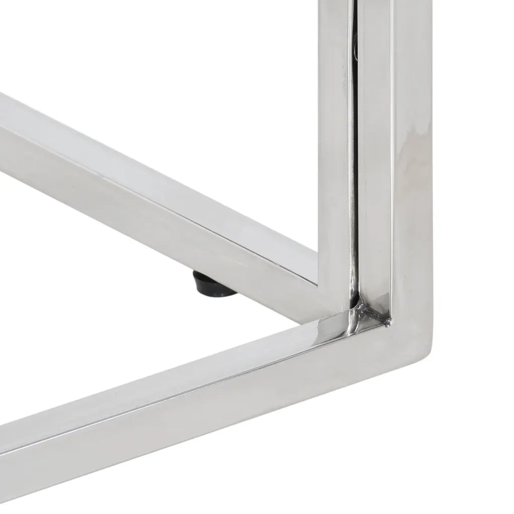 Tavolino da Salotto Argento in Acciaio Inox e Massello d'Acacia 349959
