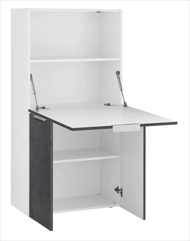 Armadio con Scrivania a Scomparsa 70x35x140 cm Dalia Bianco/Report Grigio