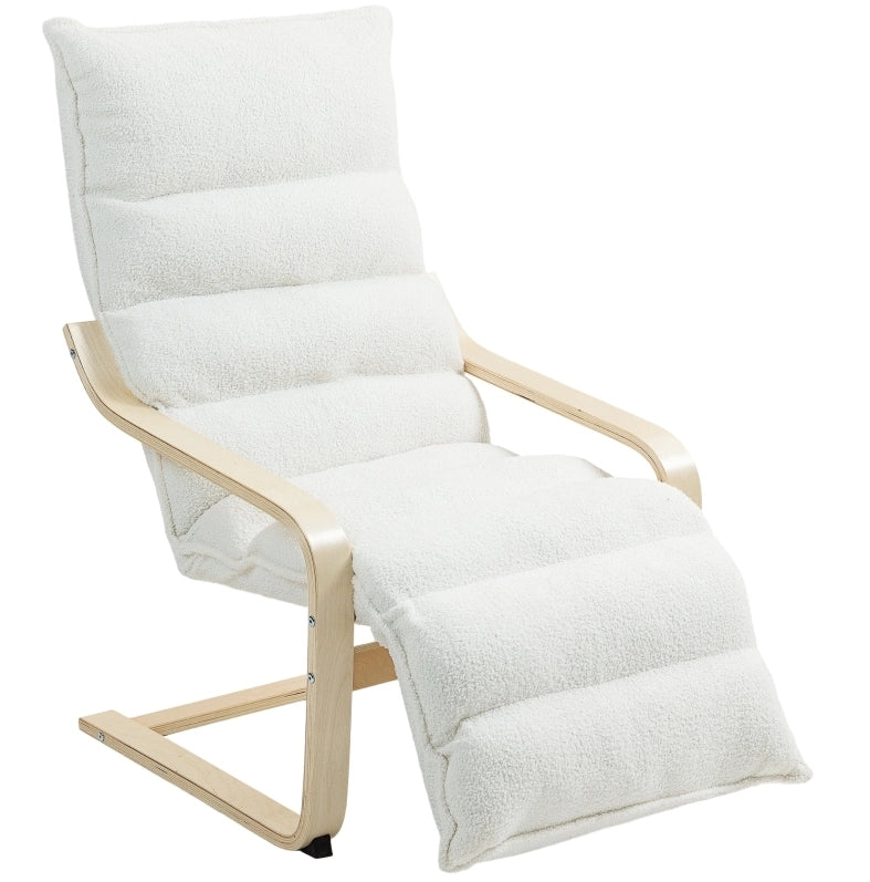 Poltrona relax 67x93-114x105 cm con poggiapiedi regolabile; movimento oscillante; poliestere bianco