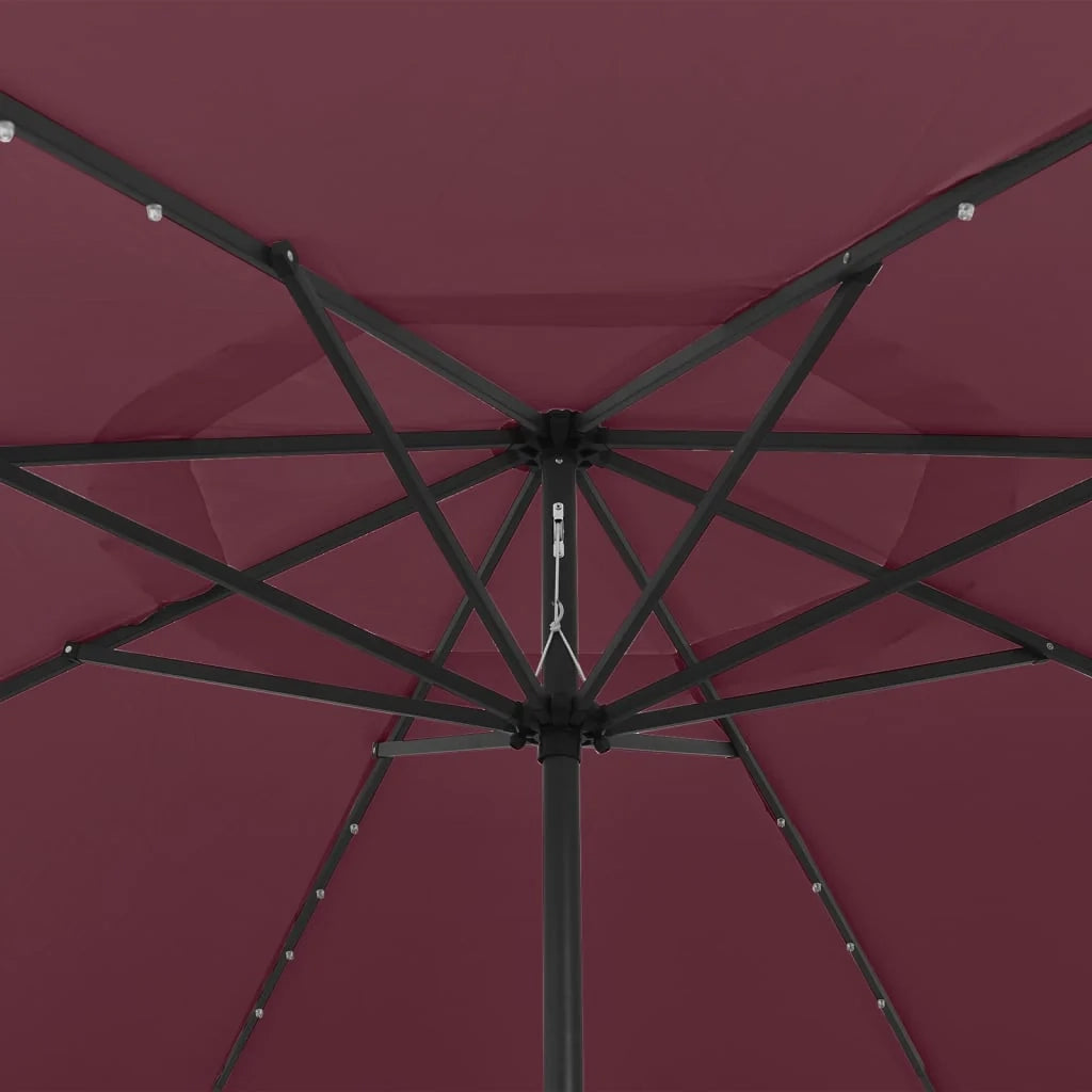 Ombrellone da esterno con luce LED e palo in metallo 400 cm bordeaux 02_0008181