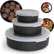 Set di contenitori di stoccaggio con coperchio, 3 pezzi, ideale per contenitori di conservazione alimentare, contenitori per congelazione, contenitore per preparazione pasti e frigorifero, piatto per microonde, 300 ml, 900 ml & 2200 ml