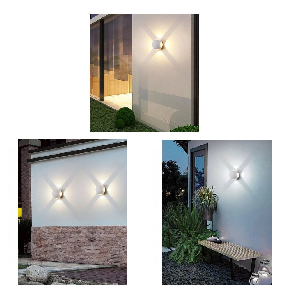 Trade Shop - Applique Muro A Sfera 4 Fasci Di Luce Esterno Bianco Luce 3000k 6000k 4000k Es58 -