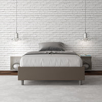 Letto Matrimoniale Large Sommier 180x210 cm con Rete e Contenitore Azelia Cappuccino