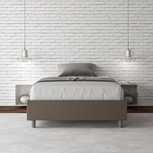 Letto Matrimoniale Large Sommier 180x210 cm con Rete e Contenitore Azelia Cappuccino