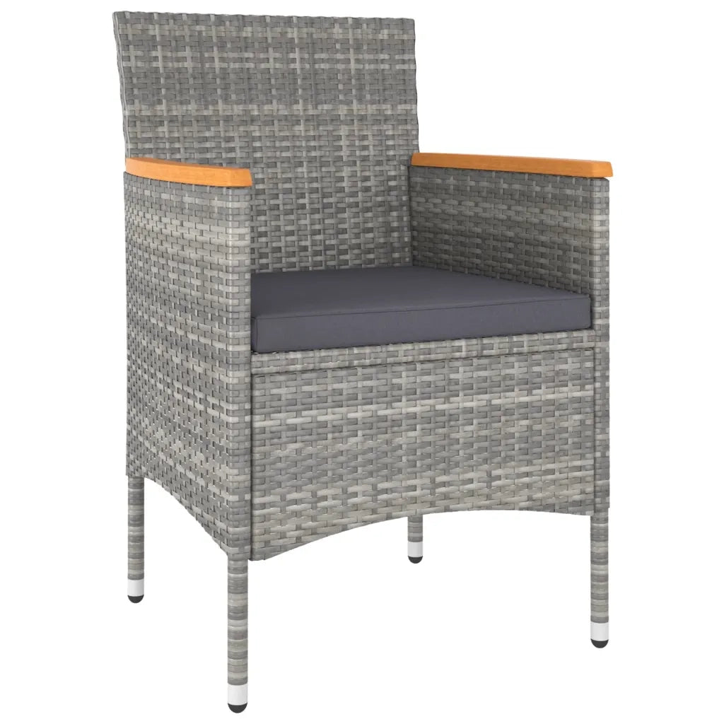 Set Bistrot da Giardino 5pz Polyrattan e Vetro Temperato Grigiocod mxl 93419