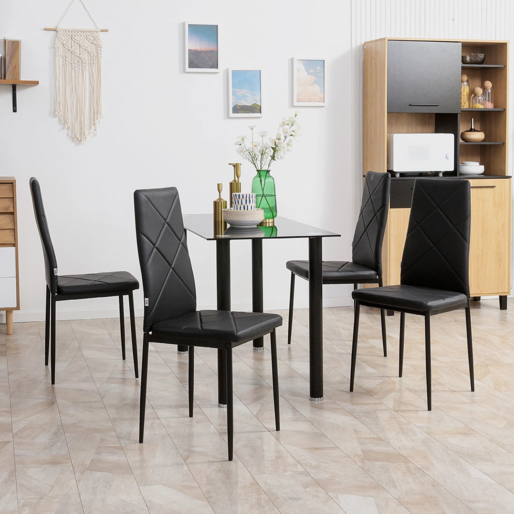 Set 4 Sedie da Pranzo ¨C Xylo ¨C Schienale Alto Similpelle Nero Struttura Acciaio 41x50x97cm