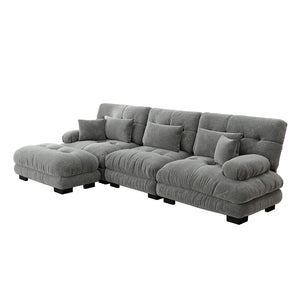 Divano angolare di lusso - Xylo - Forma L extra large, velluto costato con pouf, grigio