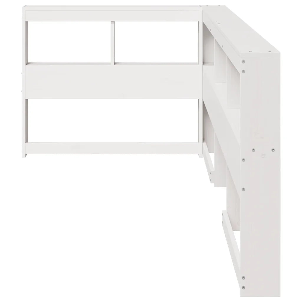 Testiera Libreria a L Bianca 80 cm in Legno Massello di Pino
