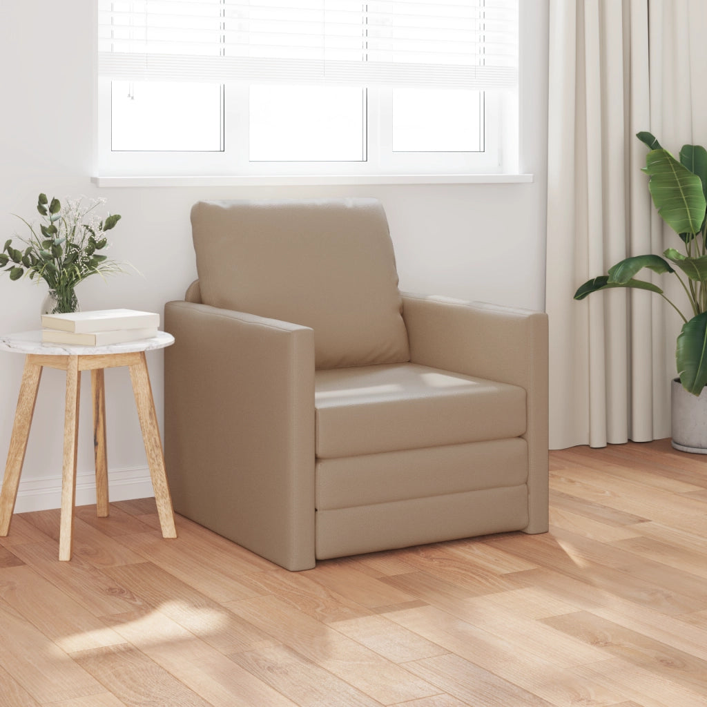 Divano letto vitaXL 2-in-1 Cappuccino 74x77x81 cm in pelle sintetica