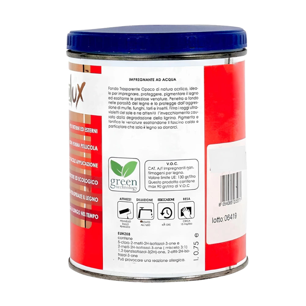 Ecolux impregnante fondo protettivo acrilico incolore trasparente per legno *** formato 0,750 lt, confezione 1